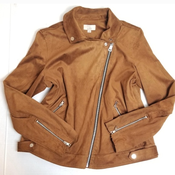 LOFT faux suede moto jacket size L brown - Picture 4 of 6